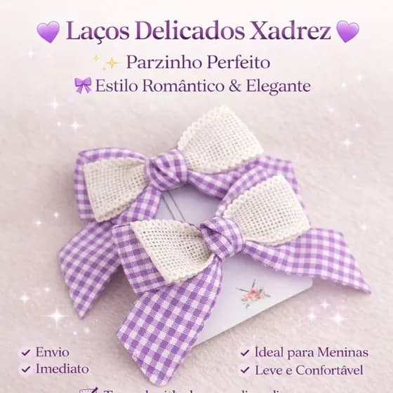 Par de Laço Infantil Xadrez junino | Uso Escolar, Festa Junina e Casual