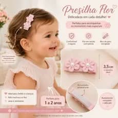 Par de bebê florzinha, laço flor presilha 100% Forrado e com borrachinha antideslizante.