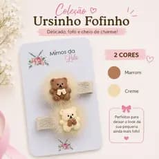 Lacinho pompom ursinho | pompom cenourinhas para bebê RN a 2 anos
