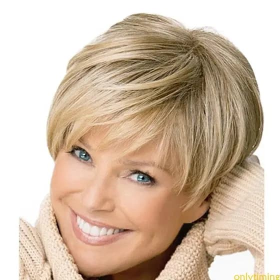 Somente Para A Peruca Loira Cortada Curta Straight Cosplay Full Wig For White Women