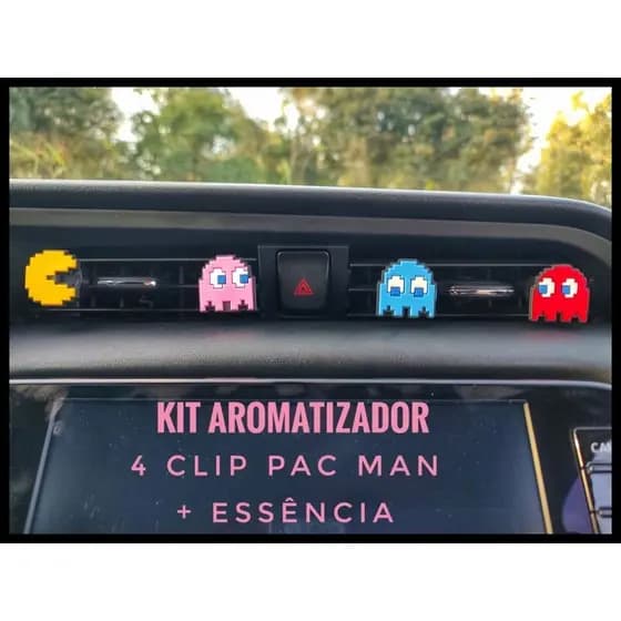 4 Clip Aromatizador Para Carro Pac Man Decoração Interior Veículos Perfume Carro + Essência 10ml