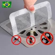 Kit 10 Telas Protetoras Adesivas Ralo Banheiro Cozinha Filtro  De Cabelo Inseto Antiodor