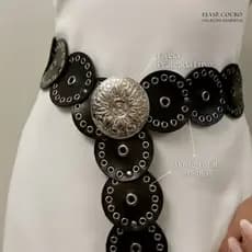 Cinto Feminino Boho com Fivela Metalizada Ajustável Cinto de Moda Country Western Elegante para Vestidos