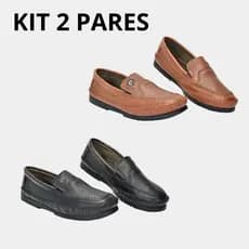 KIT 2 Pares Mocassim Masculino Tradicional Drive Confortavel Kipasso