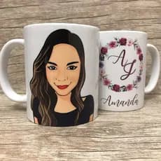 Caneca Com Caricatura (Caricatura - Cartoon) - Personalizada - Frente e Verso