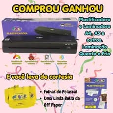 Plastificadora e Laminadora A4 A5 A6 Quente e Frio Off Paper