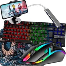 Kit Gamer Celular com Teclado RGB, Mouse, Tripé e Hub | Tipo C ou V8