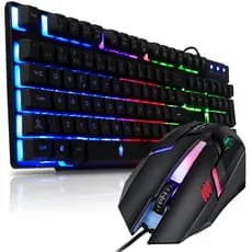 Teclado Gamer Evolut Hawke EG-206RB LED e Kit Teclado + Mouse Óptico 7 Cores