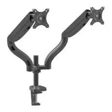 Suporte Universal Duplo p/ Monitor 10" a 27" Mola a Gás VESA 100x100 Altura Ajustável Sem Furar a Mesa