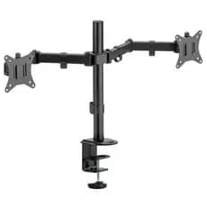 Suporte Duplo Monitor 17" a 32" VESA 100x100 Ajuste de Altura, Tilt +45°/-45°e Organização de Cabos