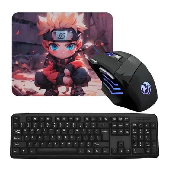 Kit 3x1 Teclado Mouse RGB 3200DPI Mousepad Estampa
