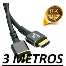 Cabo Hdmi 8k 3m 60hz Ultra Hd Gold 2.1 E 4k 120hz 3 Metros