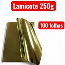 Papel Laminado Lamicote A4 Lamicote 250g Dourado  Artesanato Escolar