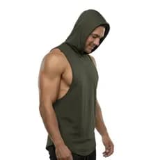 Regata com Capuz Masculina Bodybuilder, Treino Gym Academia Casual Várias Cores Proteção UV