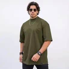 Camiseta Oversized GOLA ALTA Modelagem Grande Real Algodão Premium Moderna Tendência Luxo Style