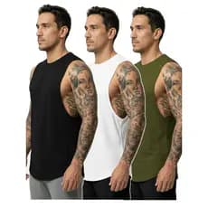 Kit 3 Regata Masculina Cavada Casual Academia Treino Longline Seca Rápido, Não Encolhe, Street Wear Proteção UV