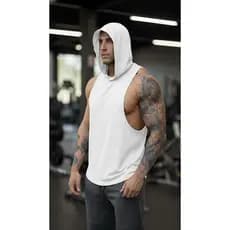 Regata Masculina Capuz LongLine, Várias Cores, Barra Arredondada, Não Amassa, Não Deforma, BodyBuilder