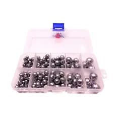 Kit Chumbada Bola Pesca com Estojo Organizador Caixa Multiuso Pescaria Chumbadas Redondas Pesqueiro