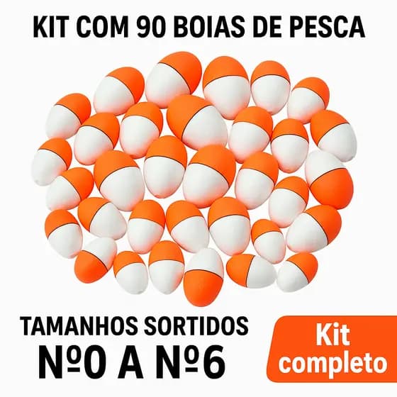 Boias de Pesca Kit 90un Lambari Tilápia Arremesso Rios Lagos Pesqueiro Tamanhos e Cores Variadas