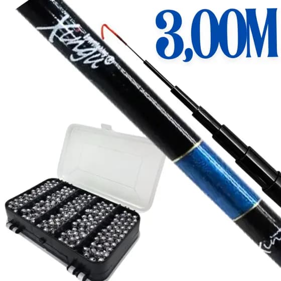 Kit Pesca Completo Vara Telescópica 3,00m Chumbada Kit De Chumbada Caniço de Pesca Pescar Pescaria