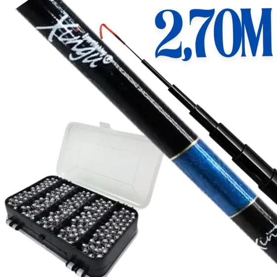 Kit Pesca Completo Vara Telescópica 2,70m Chumbada Kit De Chumbada Caniço de Pesca Pescar Pescaria