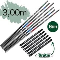 Kit 6 Varas Telescópica 3,00m Pesca Completo Vara de Mão Lisa Barato Pescaria Caniço Lambari Tilapia