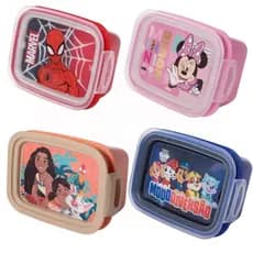 Pote Hermético Infantil com Divisória e Trava 630ml Disney Homem Aranha Moana Minnie Patrulha Canina