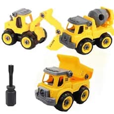 Brinquedo Montessori Monta Desmonta Educativo Carros da Construção Betoneira Caçamba Escavadeira
