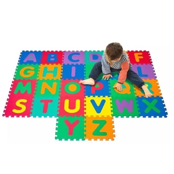 Tapete Infantil Educativo Grande 26 peças EVA – Letras Alfabeto 28cm cada peça Tatame emborrachado