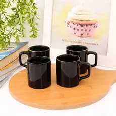 Jogo Com 4 Canecas De Café Pequena Cerâmica Preta 90ml Xicaras de Cafezinho