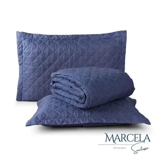 Kit Cobre Leito Casal 3 Peças Matelado Quadriculado
