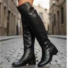 Bota Montaria feminina Barretão cano longo bico fino salto baixo com zíper Confortavél modelo bota over serve plussize