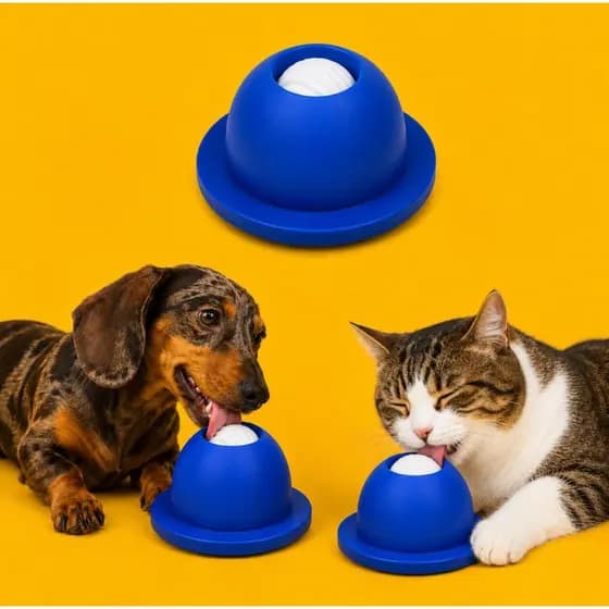 Lambedor Pet - Brinquedo Antiestresse Para Bichinhos Bolinha Rotativa Petisco Cachorros Gatos Tapete