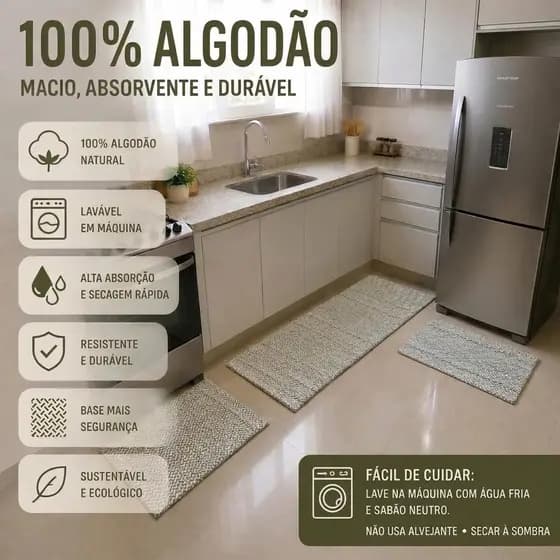 kit cozinha 3 peças algodão premium luxo