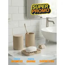 Recipiente , Saboneteira , porta Cotonestes, organizador banheiro 5 peças - porta e protetos escovas de dente moderno