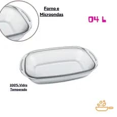 Assadeiras de Vidro Retangular Sempre - 04 Lts