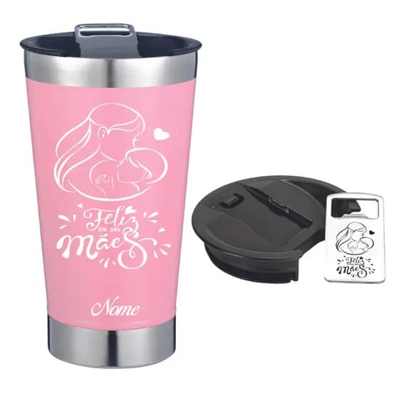 Presente Dia das Mães Térmicos Personalizado a laser com Frase e Nome