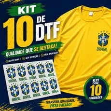 Kit 10 Estampa DTF Têxtil Brasão Brasil Pronta Fácil Aplicação