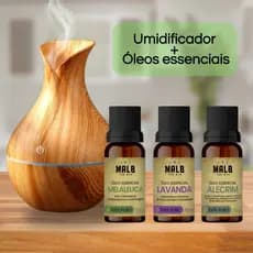 Kit Umidificados aromatizador + óleos essenciais Lavanda, Melaleuca, Alecrim