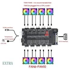 PWM FAN + ARGB LED 2 Controlador Hub Sincronização A 10 Splitter 5V 3PIN