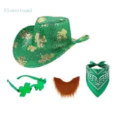Flowerroom1 Conjunto 3 Peças Chapéus Lantejoulas Trevos Verdes Piscantes Para Celebração Do Festival Irland