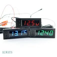 ALW Relógio Elétrico Temperatura LED Para Carro Medidor Voltímetro Digital Luz 12V 3