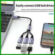 Extensão USB Gra 2 Conectores 3 Portas Compatibilidade