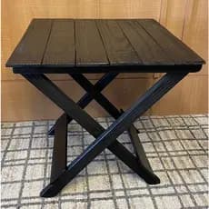 Mesinha de Madeira Maciça Dobrável 46x46 - Prática para Acampamentos e Decoração - Cor Preta Oferta