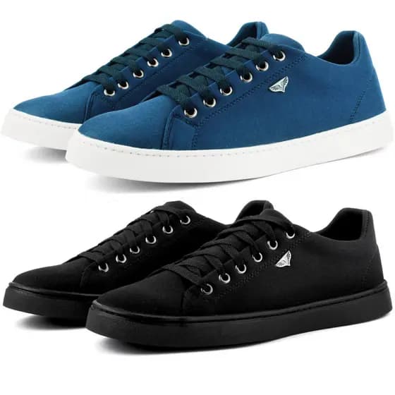Tênis Casual Básico Masculino Cano Baixo Kit 2 Pares