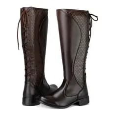 Bota Montaria Ajustável Cordão Feminina Casual Social Moderna Inverno Sapatofranca