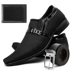 Kit Sapato Social Masculino Cinto Casual e Carteira Slim Sapatofranca
