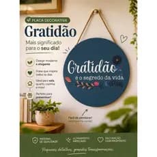 Placa Decorativa Gratidão 19x19cm