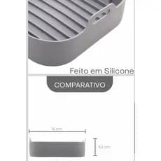Forma Quadrada de Silicone para Air Fryer Cinza 16cm x 5,5cm -