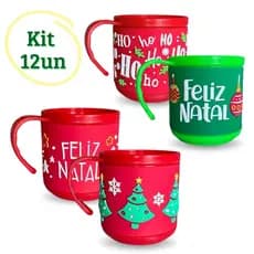Caneca Natal Kit 12un Canecas Natalinas Para Lembrancinha de Natal Presente de Natal